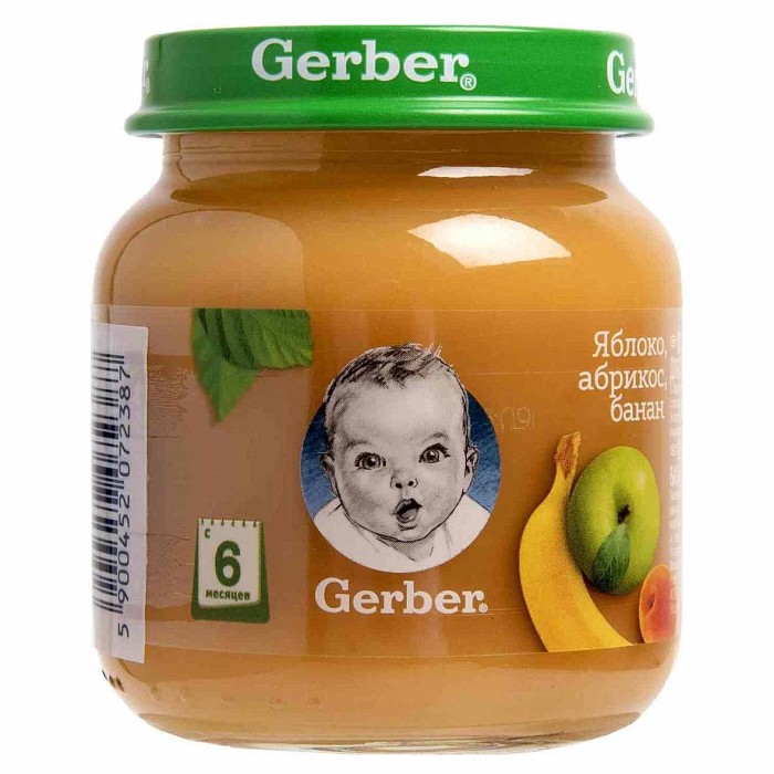 Пюре Gerber яблоко-абрикос-банан с 6мес 130гр ст/б