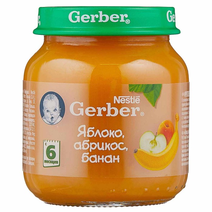 Пюре Gerber яблоко-абрикос-банан с 6мес 130гр ст/б