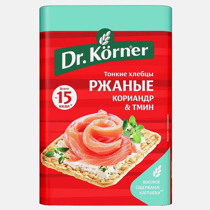 Хлебцы Dr.Korner ржаные с кориандром и тмином 100гр м/у