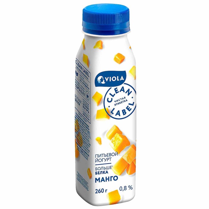 Йогурт питьевой Clean Label с манго 0,8% 260мл пэт