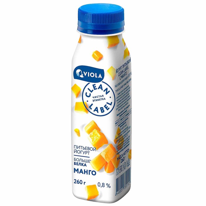 Йогурт питьевой Clean Label с манго 0,8% 260мл пэт