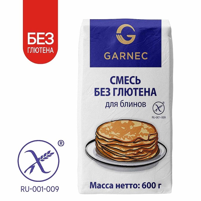 Смесь для блинов Гарнец без глютена 600гр м/у