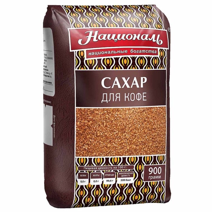 Сахар тростниковый Националь для кофе 900гр м/у