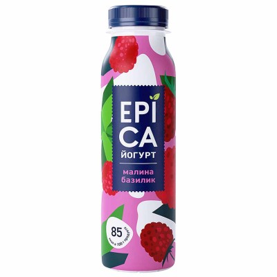 Йогурт EPICA Питьевой  с малиной и базиликом 2,5% 260гр пэт