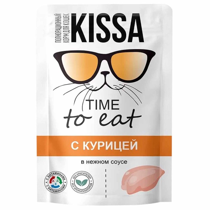 Корм для кошек Kissa с курицей в соусе 75гр пауч