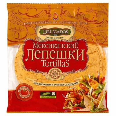 Лепешки Delicados Мексиканские с томатом 6шт м/у