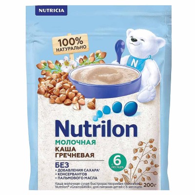 Каша Nutrilon гречневая молочная с 6мес 200гр д/п