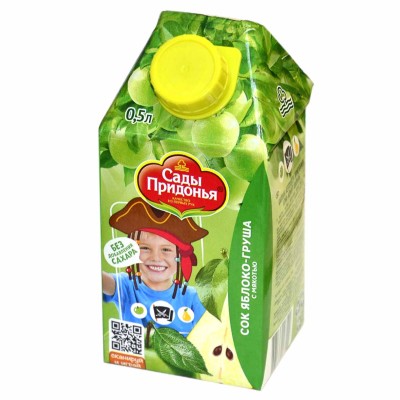 Сок Сады Придонья яблочно-грушевый с мякотью восст 0,5л т/п