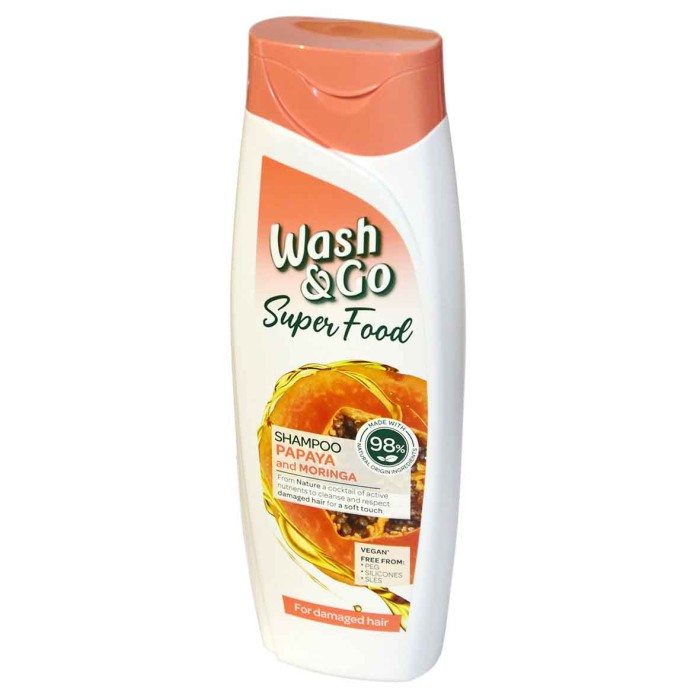 Шампунь для волос Wash&Go Superfood с папайей и морингой 400мл пэт