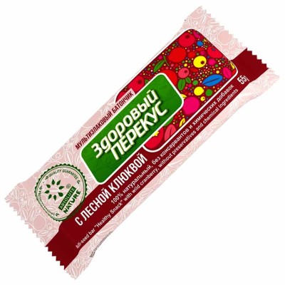 Батончик Здоровый перекус клюква 60гр м/у