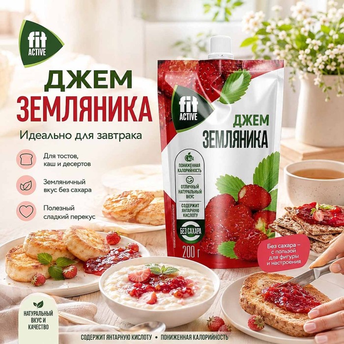 Джем FitActive Земляника 200г д/п