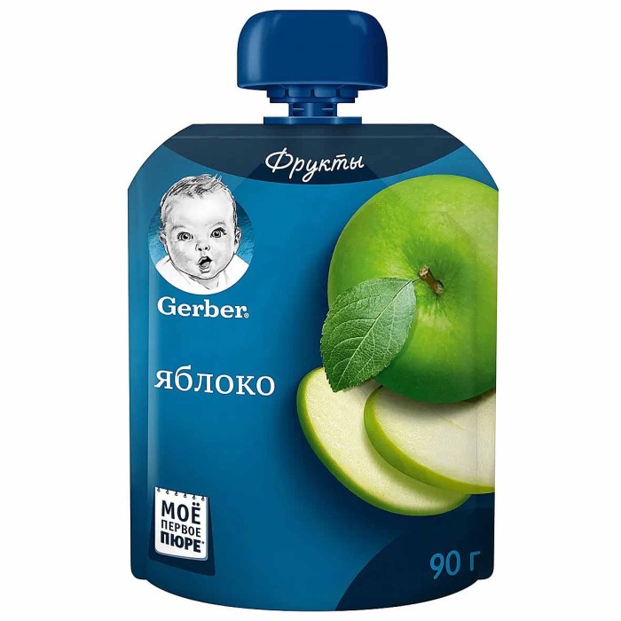 Пюре Gerber яблоко с 4мес 90гр пауч