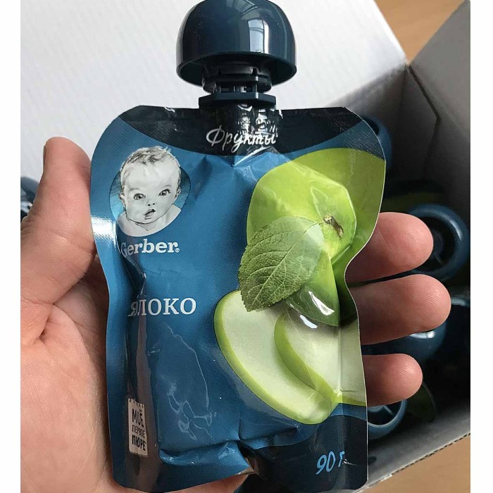 Пюре Gerber яблоко с 4мес 90гр пауч