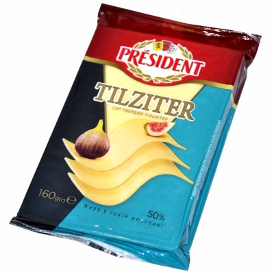 Сыр твердый President Tilziter порц 50% 160гр м/у
