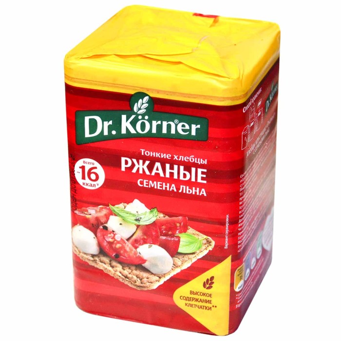 Хлебцы Dr.Korner ржаные с семенами льна 100гр м/у
