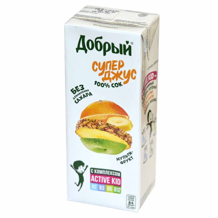 Сок Супер Джус Active kid мультифрукт 0,2л т/п