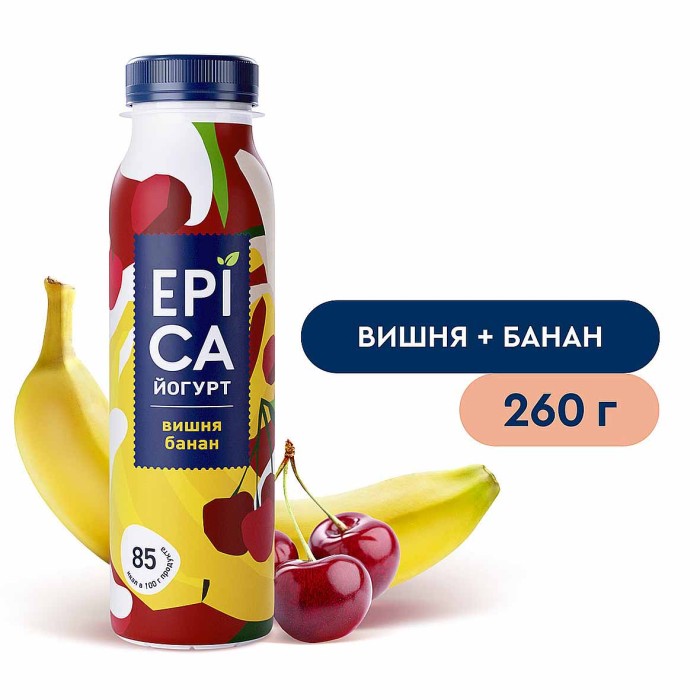 Йогурт EPICA Питьевой  с вишней и бананом 2,5% 260гр пэт