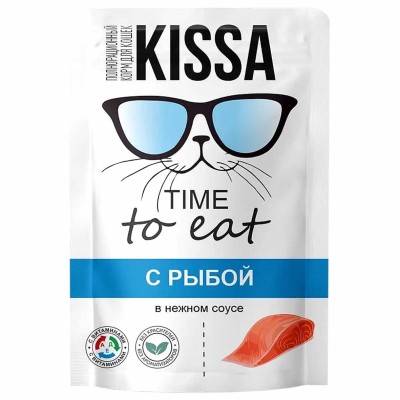 Корм для кошек Kissa с рыбой в соусе 75гр пауч