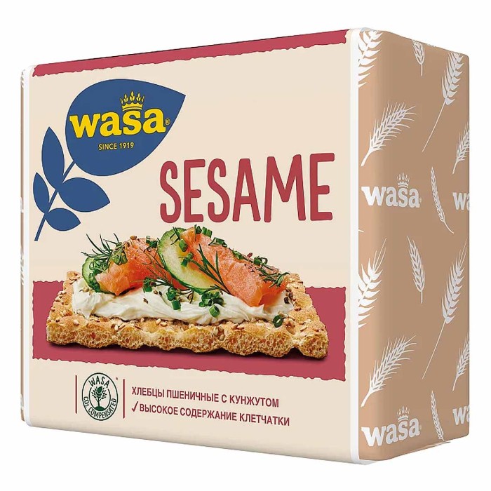 Хлебцы Wasa пшеничные с кунжутом 200гр м/у
