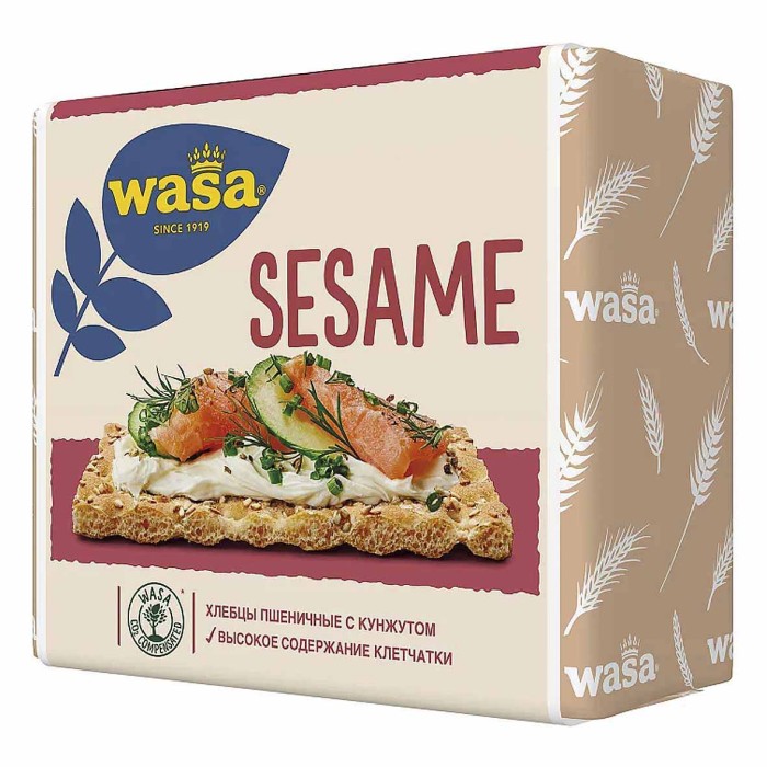 Хлебцы Wasa пшеничные с кунжутом 200гр м/у