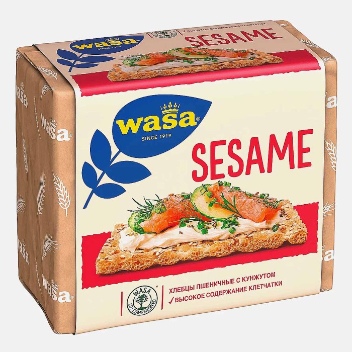 Хлебцы Wasa пшеничные с кунжутом 200гр м/у