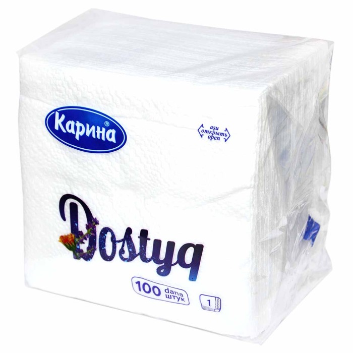 Салфетки бумажные Карина Dostyq 100шт м/у