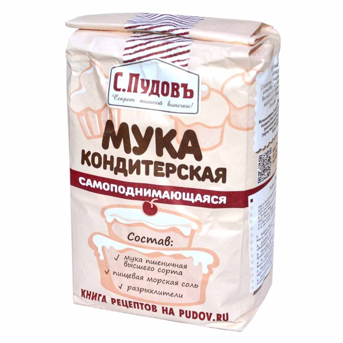 Мука С.Пудовъ самоподнимающаяся пшеничная 1с 1кг м/у