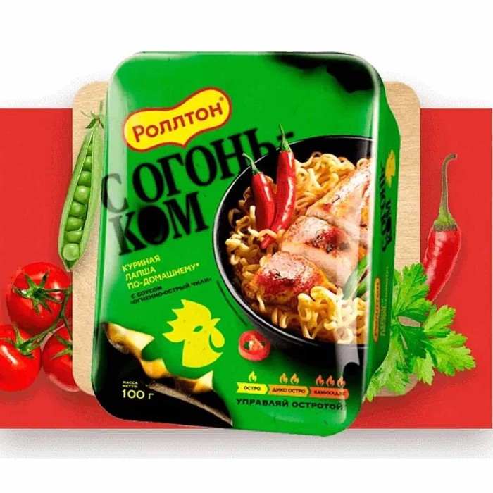 Лапша Роллтон по-домашнему Острый чили с курицей 100гр м/у
