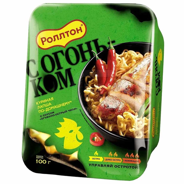 Лапша Роллтон по-домашнему Острый чили с курицей 100гр м/у