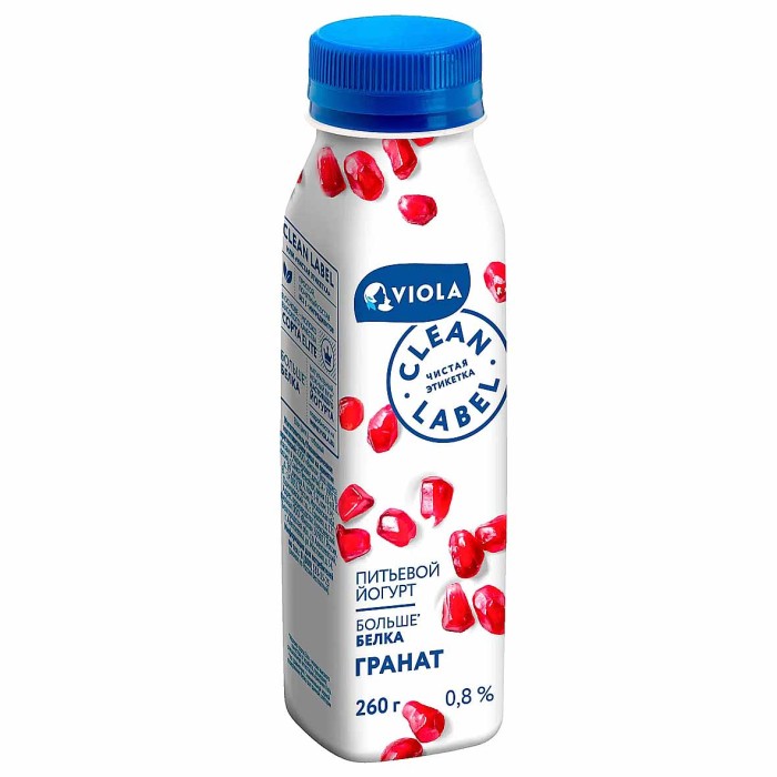 Йогурт питьевой Clean Label с наполнителем гранат 0,8%  260мл пэт