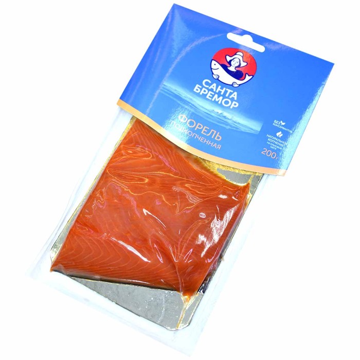 Форель подкопченая филе-кусок 200гр в/у