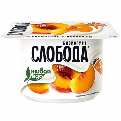Биойогурт Слобода с персиком 2,5% 125гр пэт