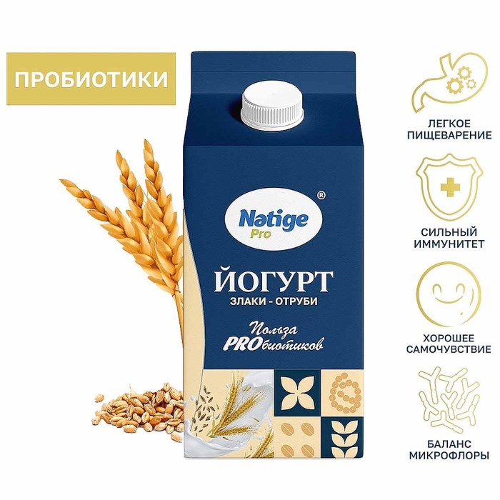 Йогурт Nәtige Pro злаки-отруби 1,5% 300гр т/п