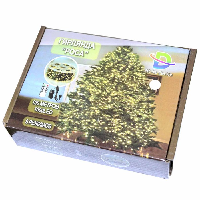 Украшение новогоднее Гирлянда Роса 100м белый/теплый 8 режимов