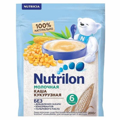 Каша Nutrilon кукурузная молочная с 6мес 200гр д/п