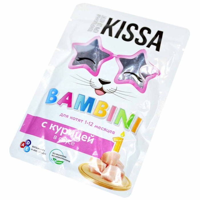 Корм для котят Kissa с курицей в соусе 75гр пауч