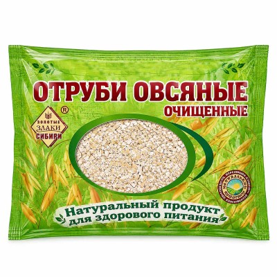 Отруби Золотые Злаки Сибири овсяные очищенные 200гр м/у