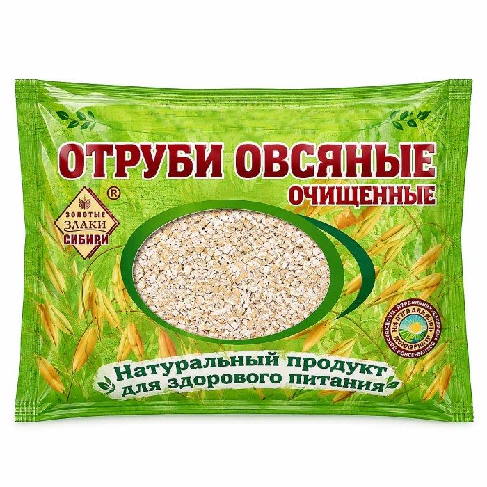 Отруби Золотые Злаки Сибири овсяные очищенные 200гр м/у