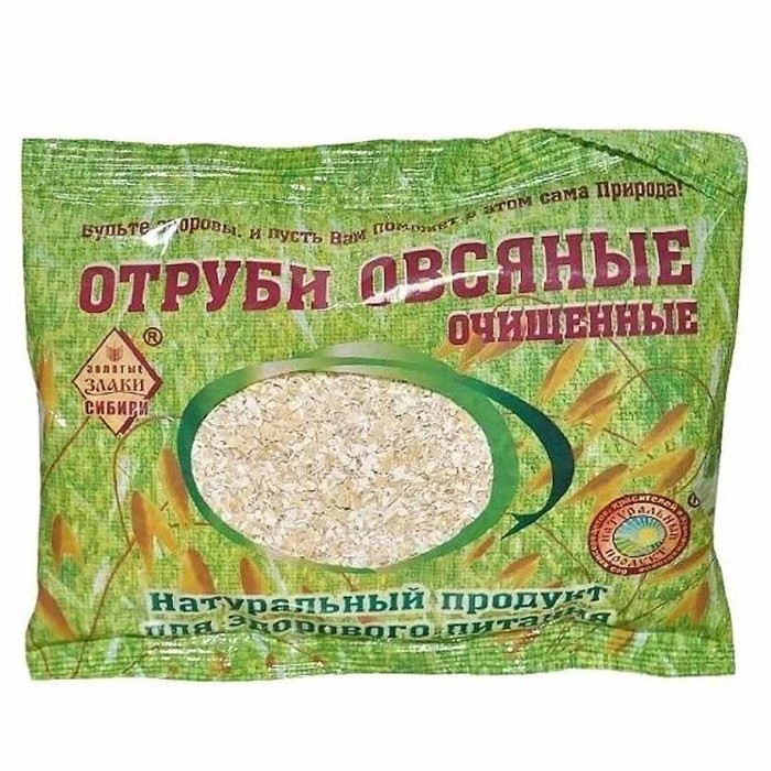 Отруби Золотые Злаки Сибири овсяные очищенные 200гр м/у
