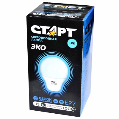 Лампа светодиодная Старт LED GLS E27 15W65WS холодный-белый к/у