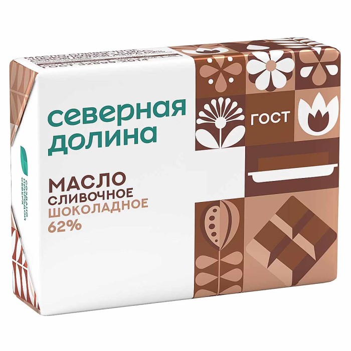 Масло сливочное Северная Долина Шоколадное 62% 180гр