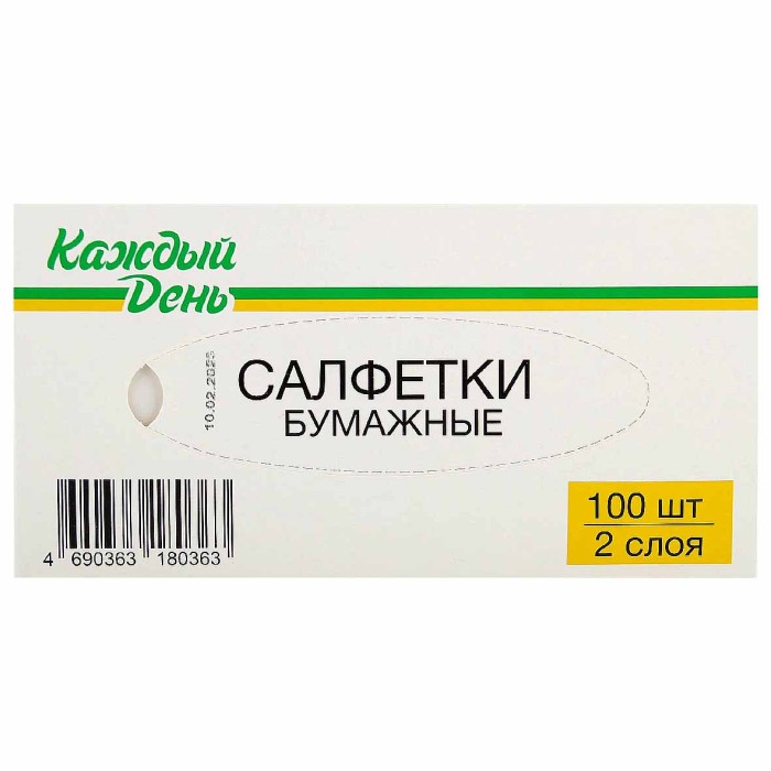 Салфетки бумажные Каждый день 2сл 100шт к/у