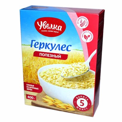 Хлопья овсяные Увелка Геркулес полезный 400гр к/у
