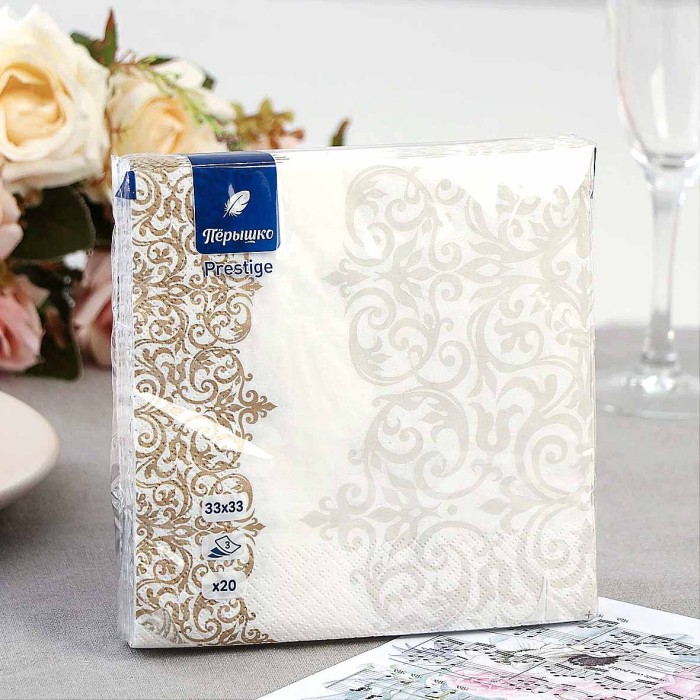 Салфетки бумажные Pero Prestige Версаль 3сл 33х33см 20л