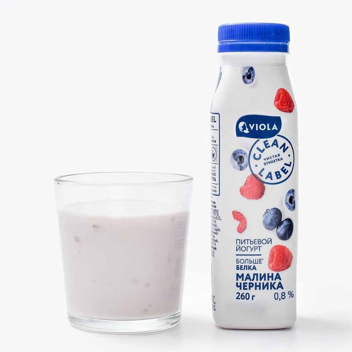 Йогурт питьевой Clean Label с малиной и черникой 0,8% 260мл пэт