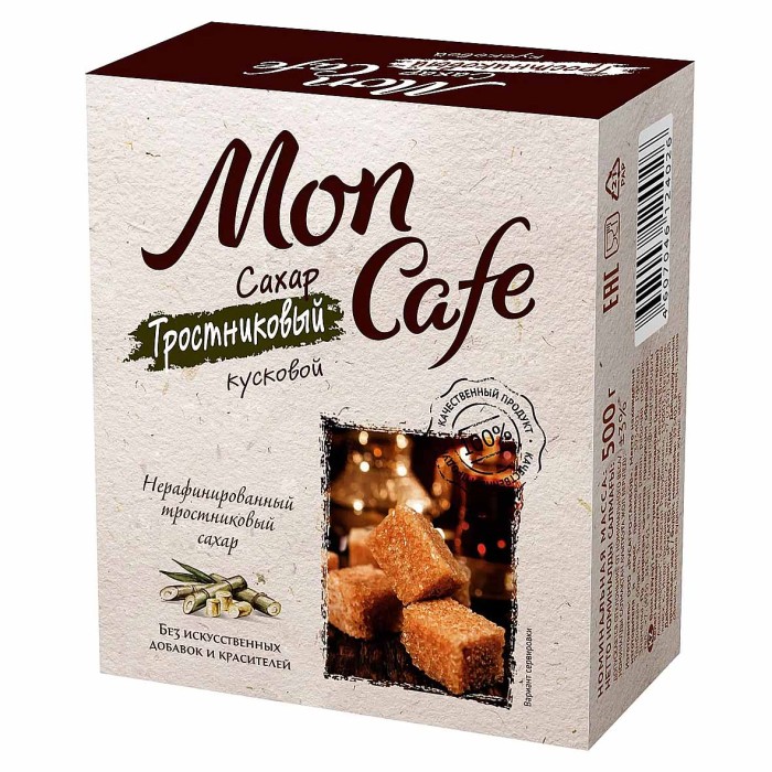 Сахар тростниковый Mon Cafe кусковой 500гр к/у