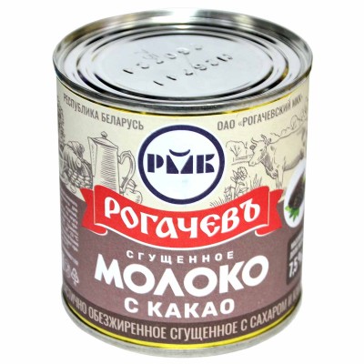 Молоко сгущенное Рогачёвъ с сахаром и какао 7,5% 380гр ж/б