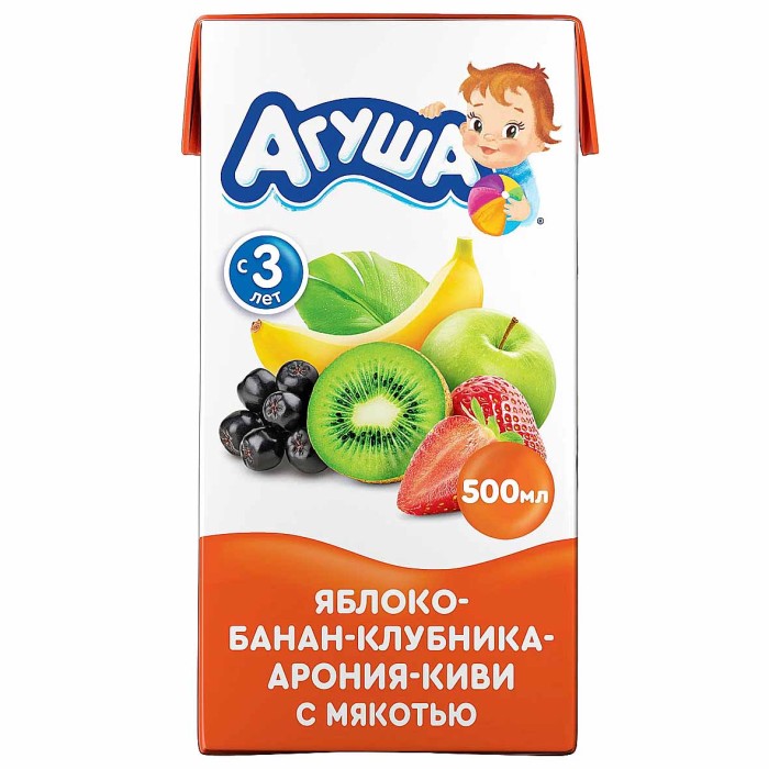 Сок Агуша яблоко-банан-клубника-киви 500мл т/п