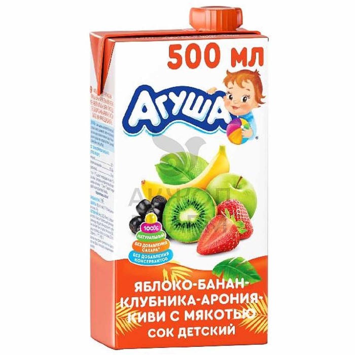 Сок Агуша яблоко-банан-клубника-киви 500мл т/п