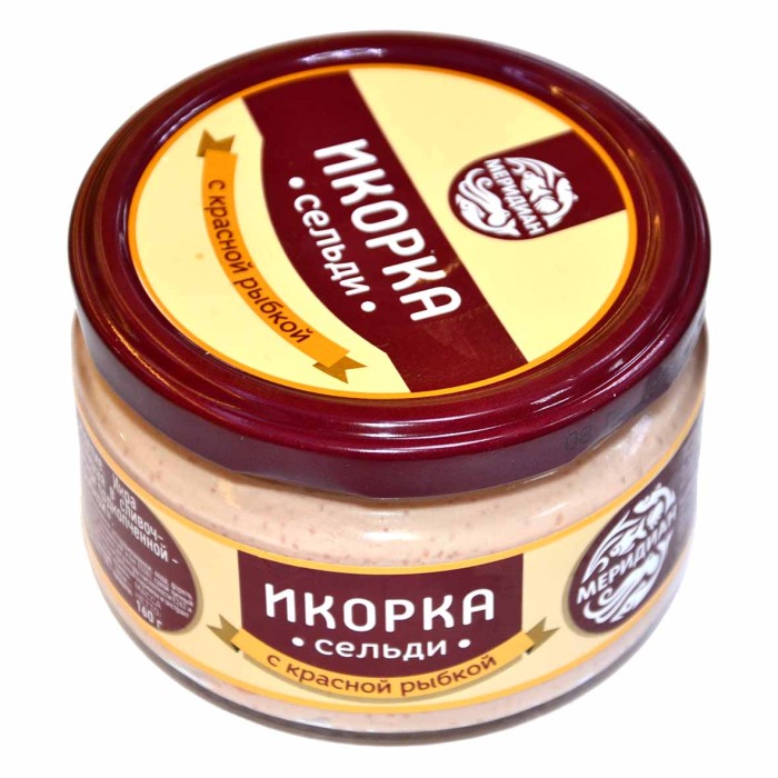 Икорка Меридиан сельди с красной рыбой 160гр ст/б